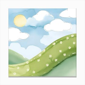 Watercolor Of A Hill Canvas Print