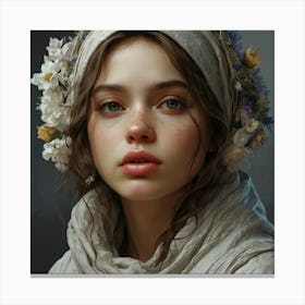 Girl With Flowers 4 Canvas Print