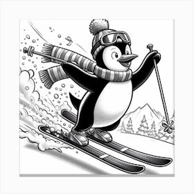 Penguin Skis Canvas Print