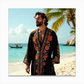 Man In Kaftan On Beach Leinwandbild