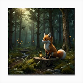 Fox In The Forest Canvas Print