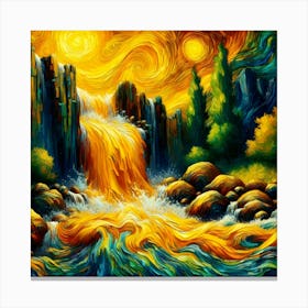 Starry Night Waterfall Canvas Print