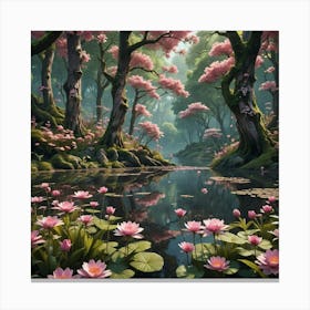 Pink Lily Pond Canvas Print