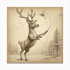 Deer Flying Kites Canvas Print