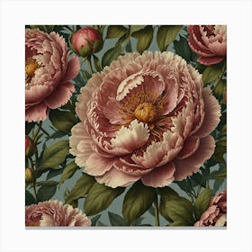 Pink Peony Wallpaper Canvas Print