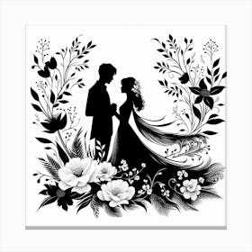 Silhouette of Couple 1 Canvas Print