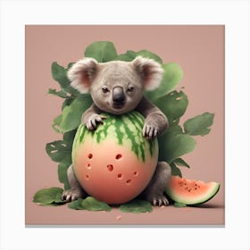 Koala Eating Watermelon Canvas Print