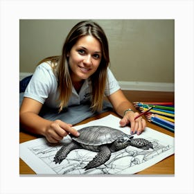 Turtle Drawing 6 Canvas Print