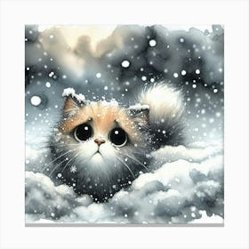 Cat In The Snow 1 Canvas Print