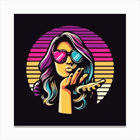 Retro Girl In Sunglasses 2 Canvas Print