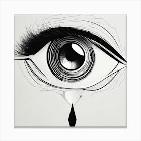 Teardrop Eye Black And White Abstract Art Canvas Print