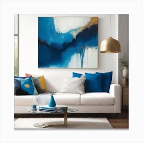 Abstract Blue Painting Canvas Print