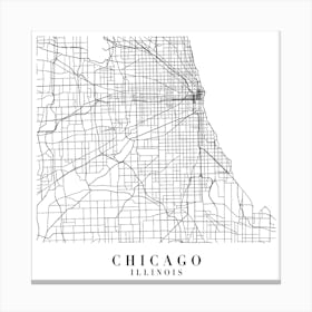 Chicago Illinois Street Map Minimal Square Canvas Print