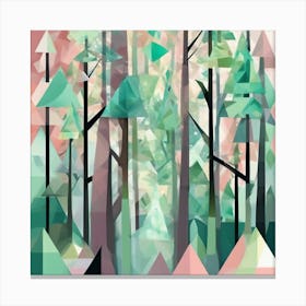 Enchanted Forest Pastel Cubism Style Canvas Print