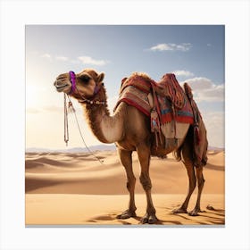 Camel In The Desert Canvas Print