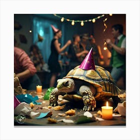 Tortoise In The Party Looking Embarrassed And Ashamed Of His Actions (1) Canvas Print