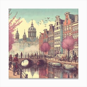 Amsterdam Canal in Spring Canvas Print
