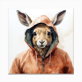 Watercolour Cartoon Chamois In A Hoodie 1 Canvas Print