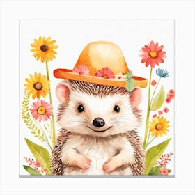 Floral Baby Hedgehog Nursery Illustration (27) Canvas Print