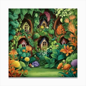 Fairy Houses In The Garden Canvas Print