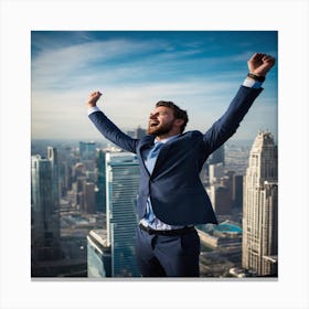 Businessman Celebrating Success 1 Canvas Print