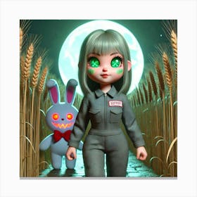 Ghost Girl And Bunny Canvas Print