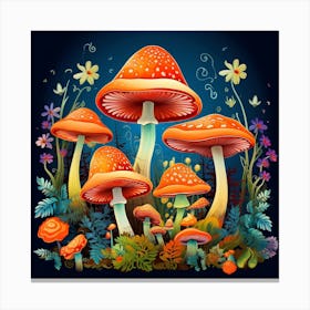 Mushrooms In The Forest 40 Canvas Print