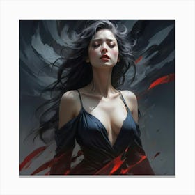 Girl With Long Black Hair Canvas Print