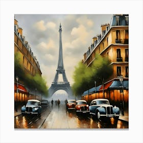 Paris Eiffel Tower Vintage Canvas Print