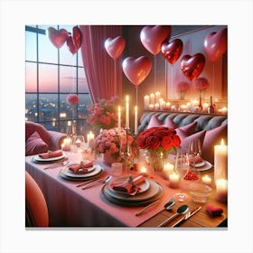 Valentine'S Day Table Setting 1 Canvas Print