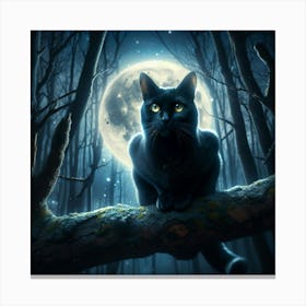 Black Cat In The Forest 1 Canvas Print