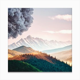 Tree In The Mountains Canvas Print