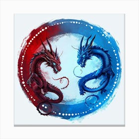 Two Dragons In A Circle Canvas Print