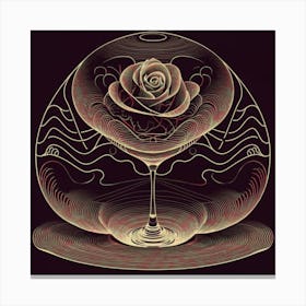 A rose in a glass of water among wavy threads 20 Canvas Print