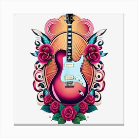 Electric Guitar With Roses 15 Canvas Print