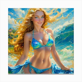 Girl In A Bikini dgn Canvas Print