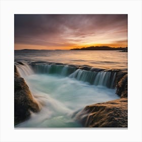 Waterfall At Sunset 1 Canvas Print