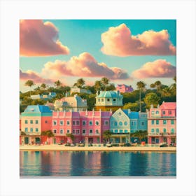 Colorful Houses On The Water Canvas Print