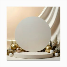 White Circle With Gold Ornaments 6 Canvas Print