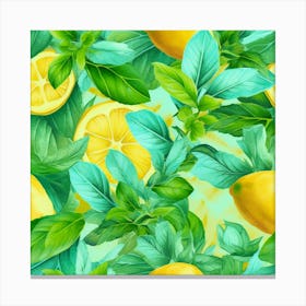 Fresh Lemon Green Leaves Art Print 1 Canvas Print