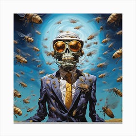 Bees and Skull Canvas Print