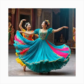 Two Asian Dancers Canvas Print