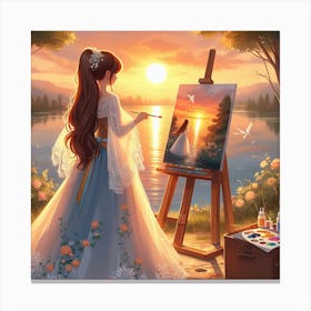 sunset painting Canvas Print