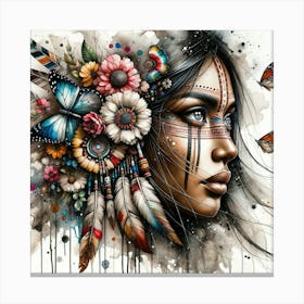 Watercolor Native American Woman #2 Canvas Print