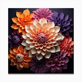 Paper Flowers On A Dark Background 1 Canvas Print