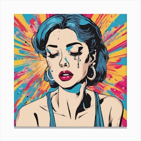Pop Art Teary Woman Color Burst Canvas Print