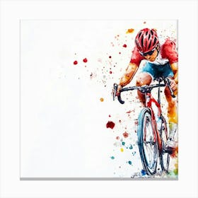 Watercolor Cyclist Canvas Print