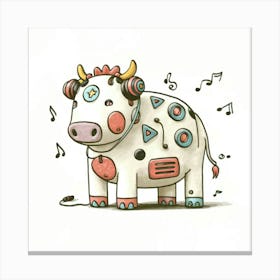 Cow With Music Notes 2 Canvas Print