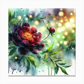 Watercolor Peony Flower 1 Canvas Print