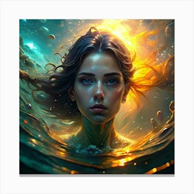 Girl In The Water Canvas Print